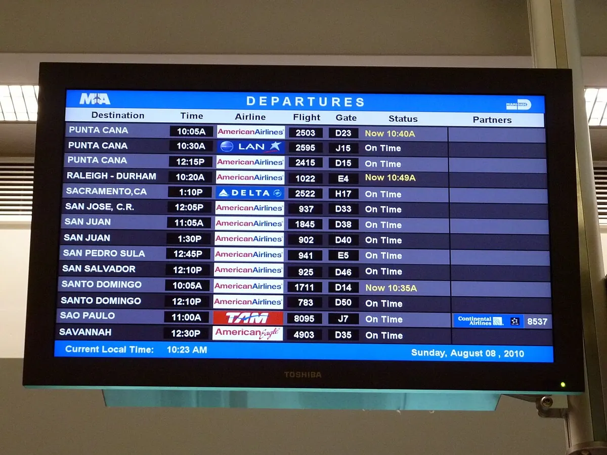 Airport departures board showing international flights for NRIs travelling on an Indian pa Airport departures board showing international flights for NRIs travelling on an Indian passport