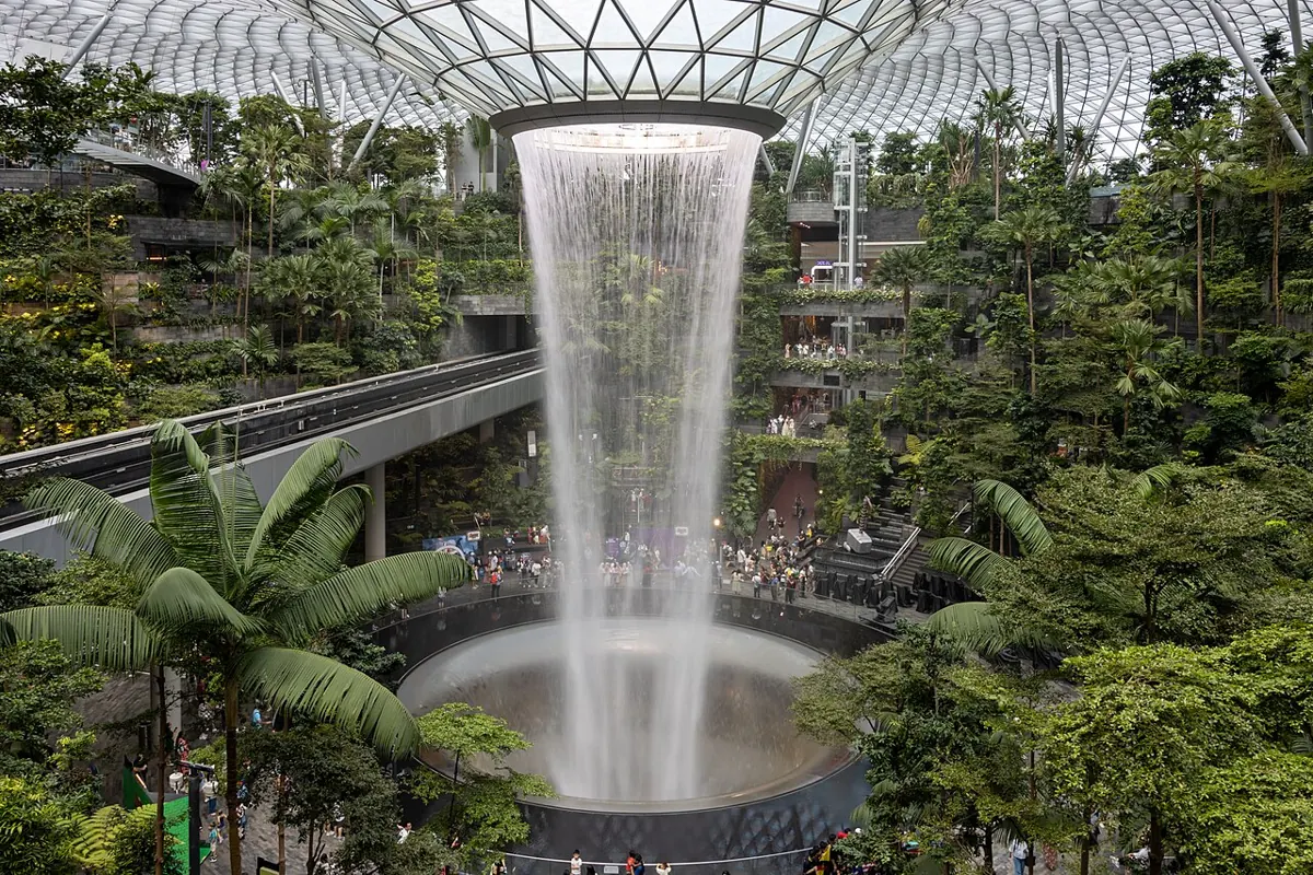 Rain vortex waterfall at Jewel Changi Airport, Singapore